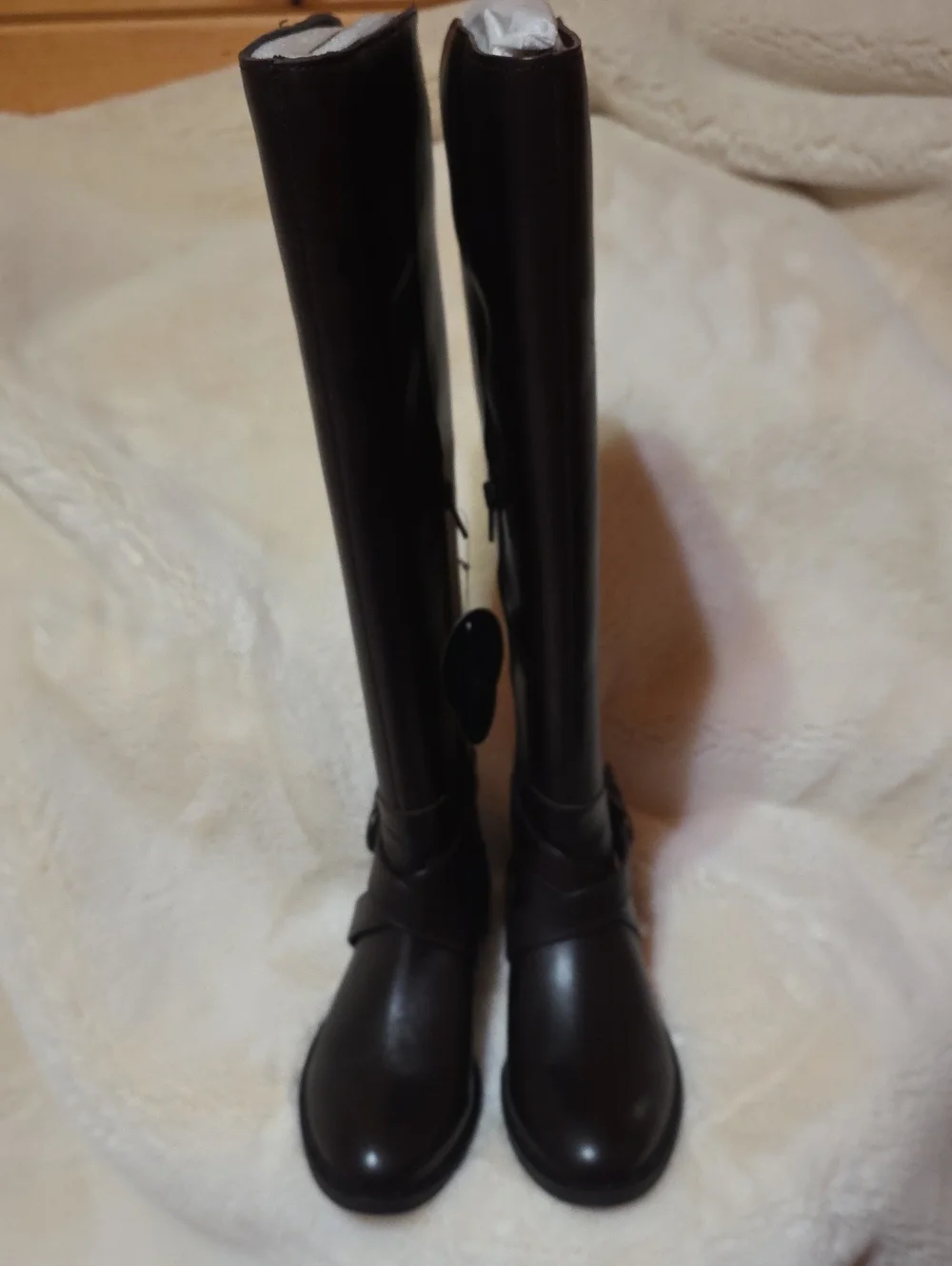 INC International Concepts Dark Brown Leather Buckle Boots